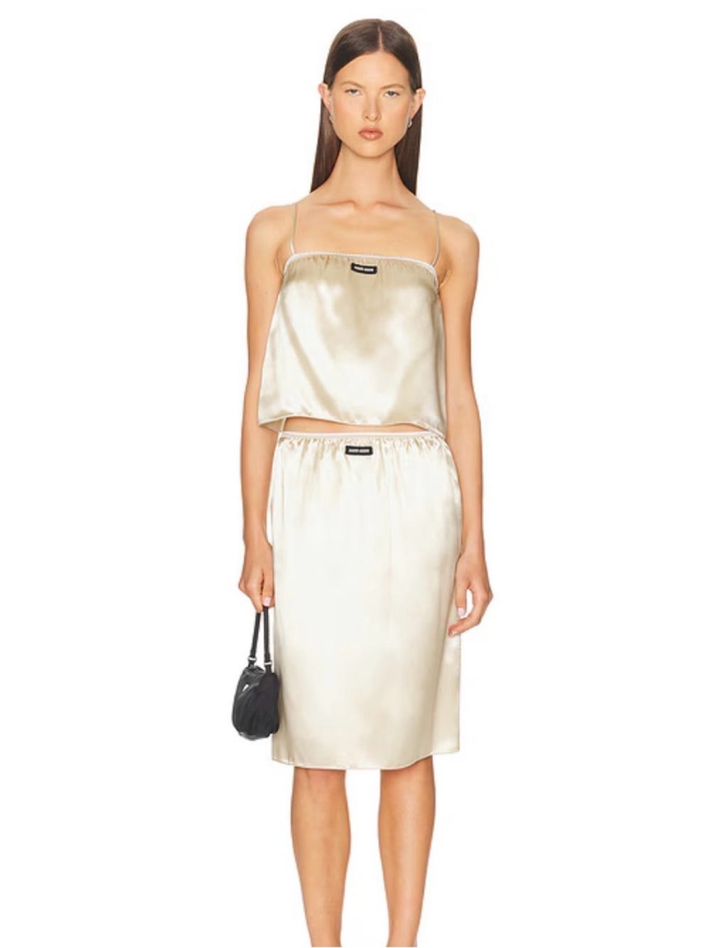Cream Satin Camisole and Skirt Set - Picture 1 of 10
